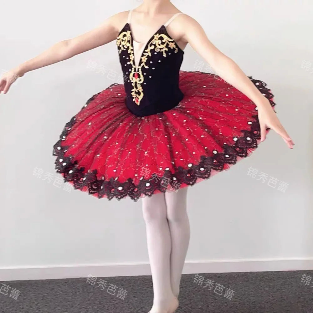 Black Red Professional Tutu La Esmeralda Performance Ballet Tutu Platter Pancake Tutu Dress Girls Kids Adult woman Ballerina