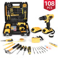 Tools Set of 108Pcs Power Tools Kits Electric Drill Hand Tools Set 21V Power Drill for DIY Portable